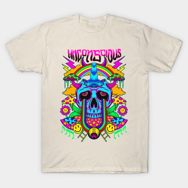 Unconscious Psychedelic Skull T-Shirt by Tonymidi Artworks Studio